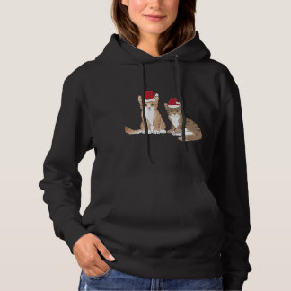 Xmas Tabby Kitten Red Santa Hat Meow Cute Christma Hoodie