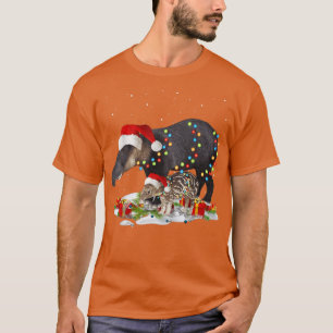 XMas Tapir Christmas Lights Funny Wild Animal Desi T-Shirt