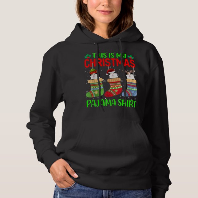 Xmas This Is My Christmas Pajama Cat Kitten Lover Hoodie (Front)