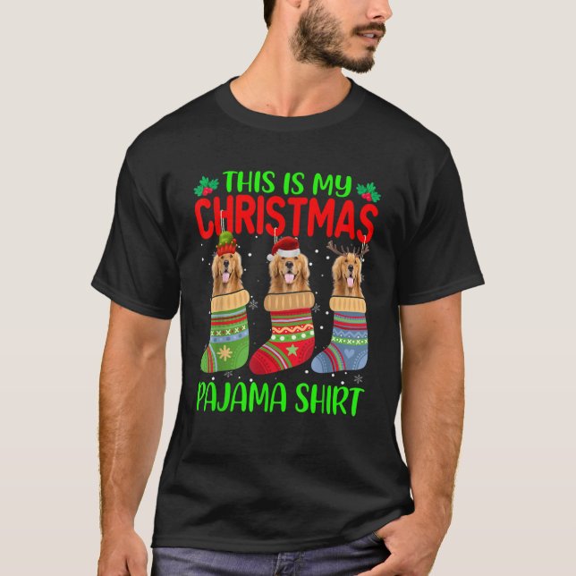 Xmas This Is My Christmas Pajama Golden Retriever  T-Shirt (Front)