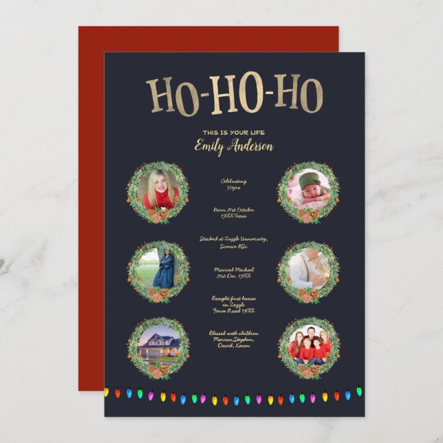 XMAS THIS IS YOUR LIFE- ADD PHOTOS MILESTONES CARD (Front/Back)