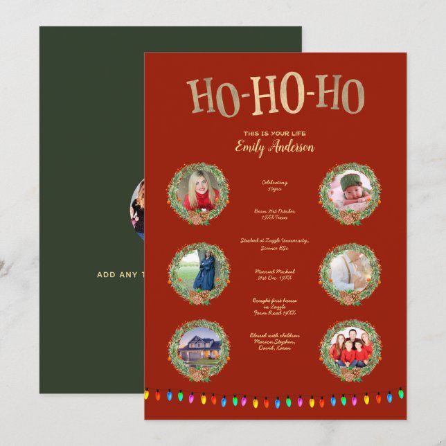 XMAS THIS IS YOUR LIFE- ADD PHOTOS + MILESTONES INVITATION (Front/Back)