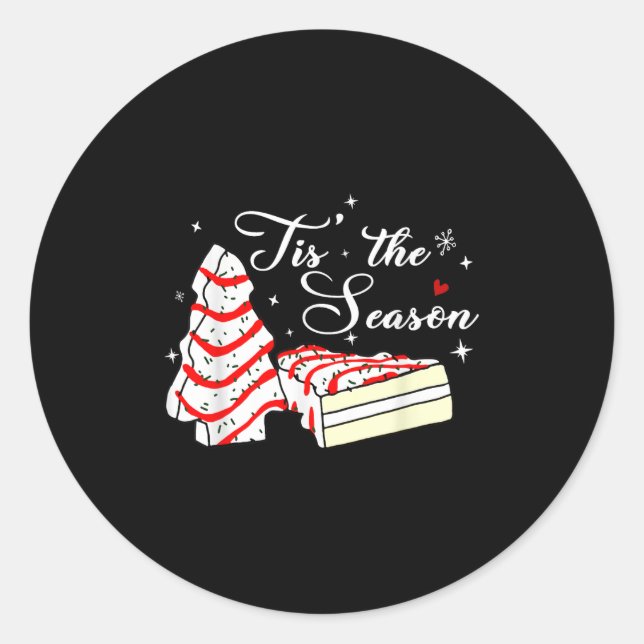 Xmas Tis' The Season Christmas Tree Cakes Debbie B Classic Round Sticker (Front)