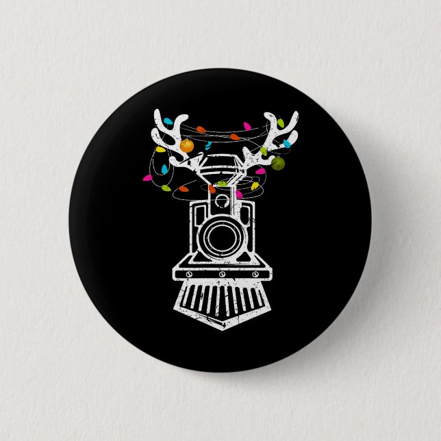 Xmas Train Reindeer Christmas Railroad  6 Cm Round Badge (Front)