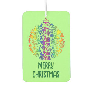 Xmas - Tree- Ball with Christmas Icons 1 Car Air Freshener
