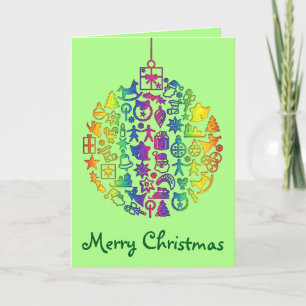 Xmas - Tree- Ball with Christmas Icons 1 Card