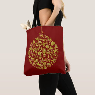 Xmas - Tree- Ball with Christmas Icons 2 Tote Bag