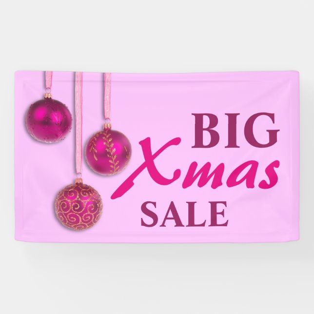 Xmas Tree Baubles pink + your ideas Banner (Horizontal)