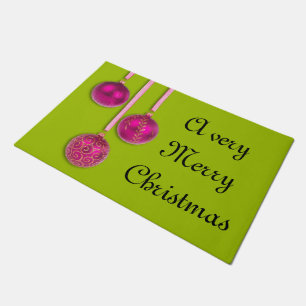 Xmas Tree Baubles pink + your ideas Doormat