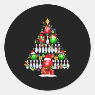 Xmas Tree Bowling Xmas Lights Santa Bowling Ball P Classic Round Sticker