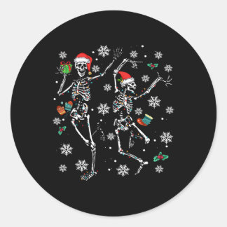 Xmas Tree Christmas Lights Christmas Skeleton Danc Classic Round Sticker