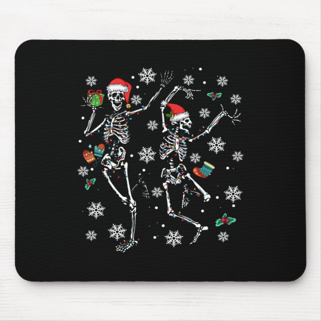 Xmas Tree Christmas Lights Christmas Skeleton Danc Mouse Mat (Front)
