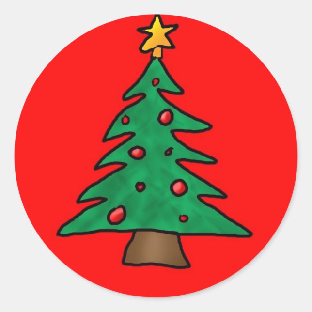 xmas tree classic round sticker (Front)