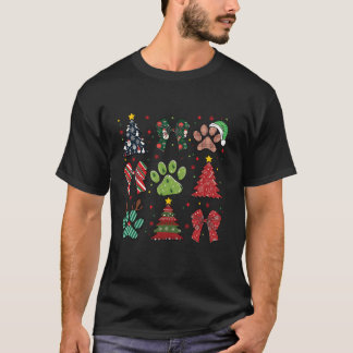 Xmas Tree Coquette Bow Dog Mama Chequered Xmas Dog T-Shirt