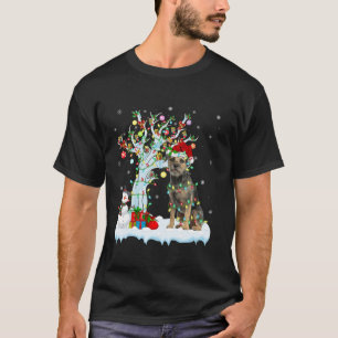 Xmas Tree Decoration Lighting Border Terrier Dog C T-Shirt