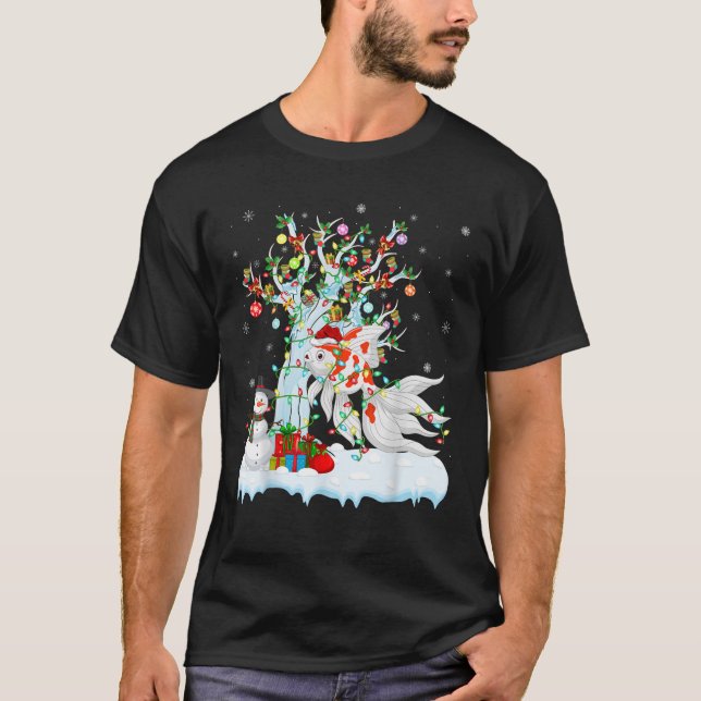 Xmas Tree Decoration Lighting Goldfish Christmas  T-Shirt (Front)