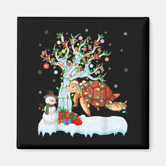 Xmas Tree Decoration Lighting Sea Turtle Christmas Magnet (Front)