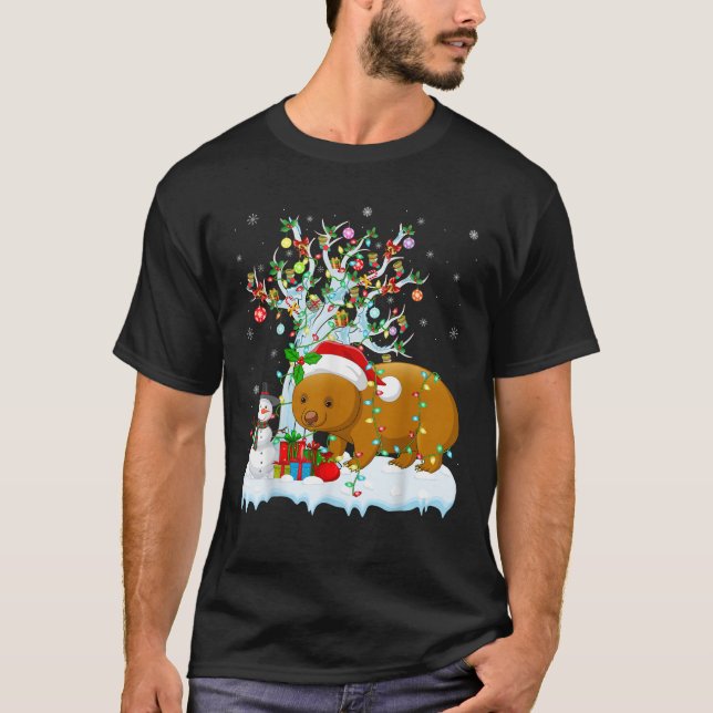 Xmas Tree Decoration Lighting Wombat Christmas  T-Shirt (Front)