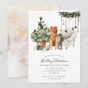 Xmas Tree Dog, Holiday Celebration Christmas Party Invitation