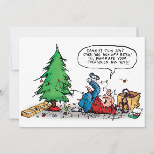 Xmas Tree Fight Holiday Card