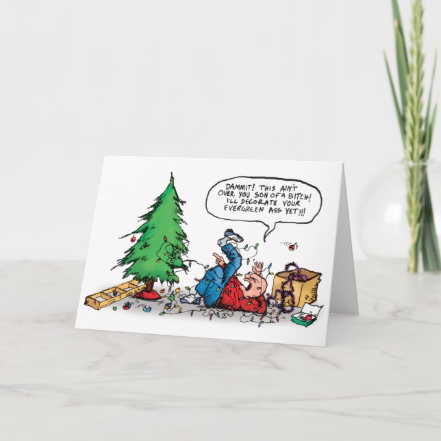 Xmas Tree Fight Holiday Card (Front)