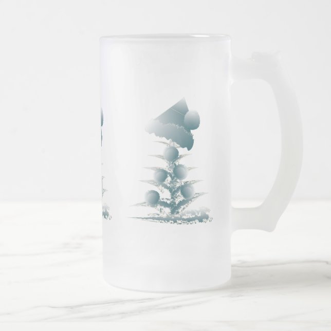 Xmas tree frosted glass beer mug (Right)