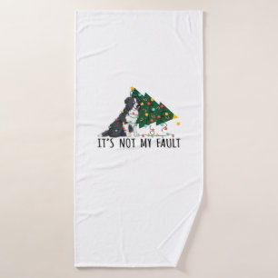 Xmas Tree It Is Not My Fault Border Collie Dog Chr Bath Towel