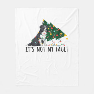 Xmas Tree It Is Not My Fault Border Collie Dog Chr Fleece Blanket
