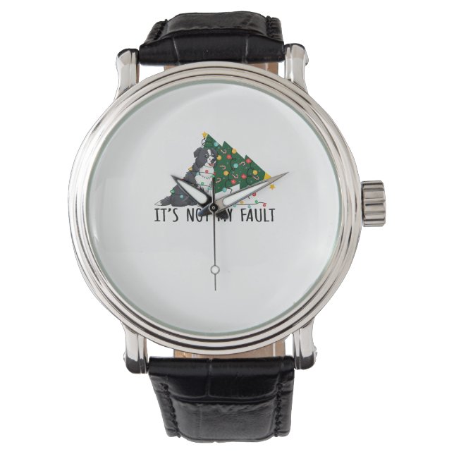 Xmas Tree It Is Not My Fault Border Collie Dog Chr Watch (Front)