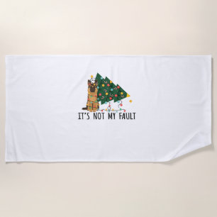 Xmas Tree It Is Not My Fault German Shepherd Dog C Beach Towel