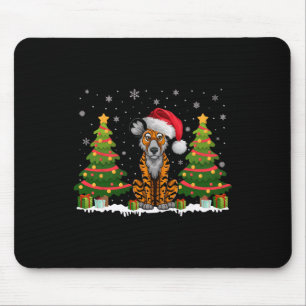 Xmas Tree Light African Wild Dog Santa Hat Christm Mouse Mat