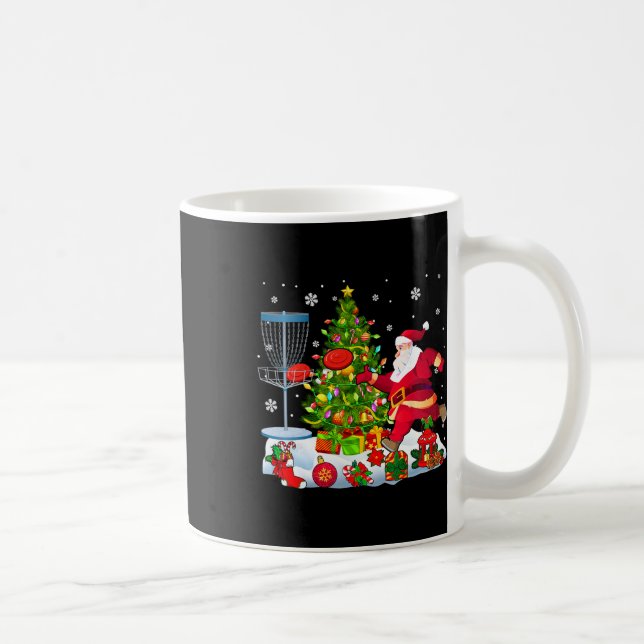 Xmas Tree Light Presents Santa Playing Disc Golf P Coffee Mug (Right)