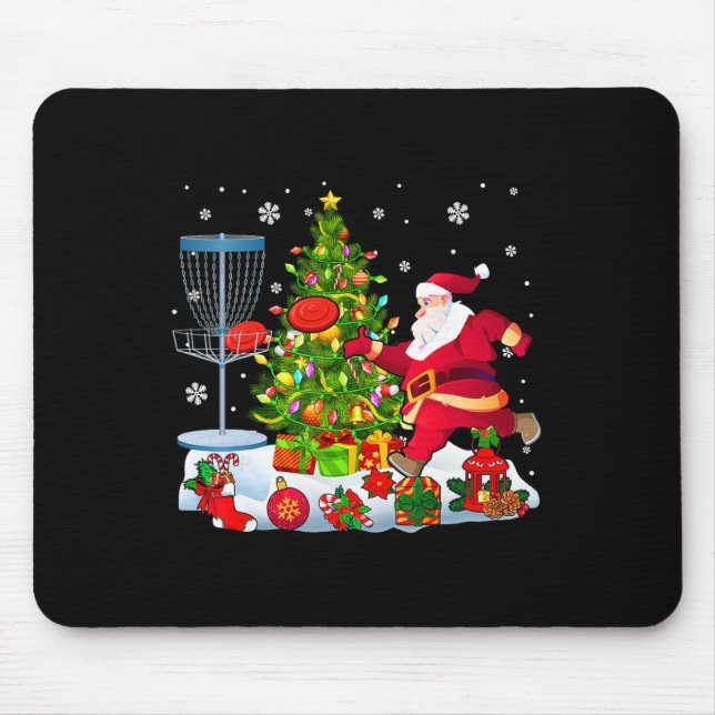 Xmas Tree Light Presents Santa Playing Disc Golf P Mouse Mat (Front)
