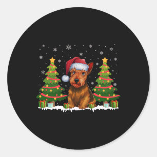Xmas Tree Light Scottish Terrier Dog Santa Christm Classic Round Sticker