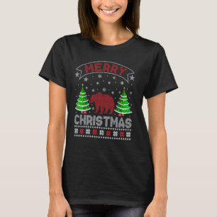 Xmas Tree Lighting Men Women Grizzly Bear Ugly Chr T-Shirt