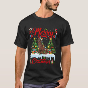 Xmas Tree Lighting Newfoundland Dog Merry Christma T-Shirt