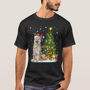 Xmas Tree Lighting Santa Akita Dog Christmas  T-Shirt