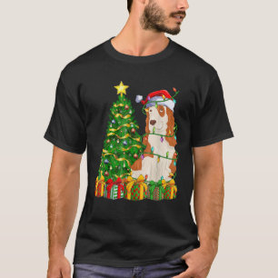 Xmas Tree Lighting Santa Cocker Spaniel Dog Christ T-Shirt