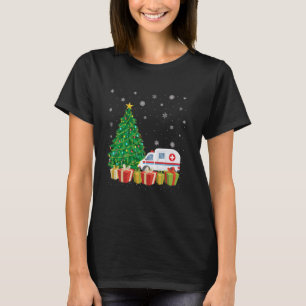 Xmas Tree Lighting Santa Hat Ambulance Car Christm T-Shirt