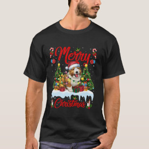 Xmas Tree Lighting Santa Hat Belgian Sheepdog Chri T-Shirt