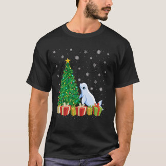 Xmas Tree Lighting Santa Hat Beluga Whale Christma T-Shirt