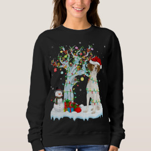 Xmas Tree Lighting Santa Hat Brittany Spaniel Dog Sweatshirt