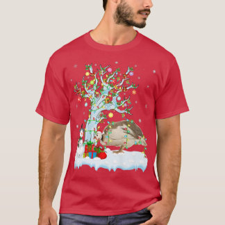 Xmas Tree Lighting Santa Hat Guinea Fowl Bird Chri T-Shirt