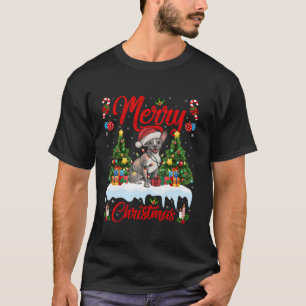 Xmas Tree Lighting Santa Hat Mexican Hairless Dogs T-Shirt