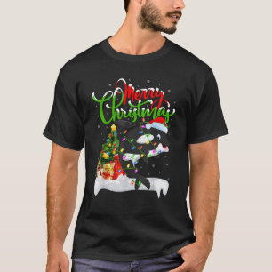 Xmas Tree Lighting Santa Hat Orca Christmas T-Shirt
