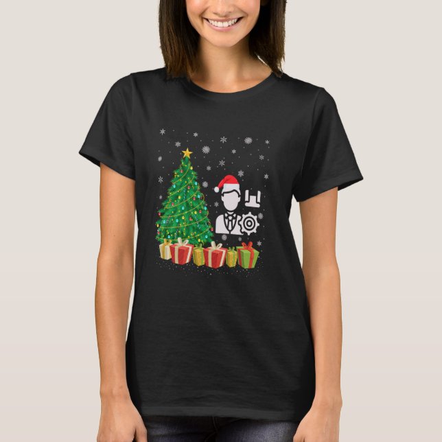 Xmas Tree Lighting Santa Hat Program Manager Chris T-Shirt (Front)