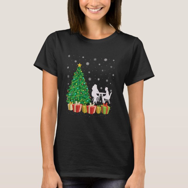 Xmas Tree Lighting Santa Hat School Psychologist C T-Shirt (Front)