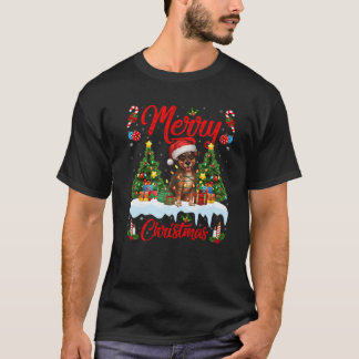 Xmas Tree Lighting Santa Miniature Pinscher Dog Ch T-Shirt