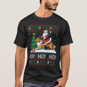 Xmas Tree Lighting Santa Riding Collie Dog Christm T-Shirt