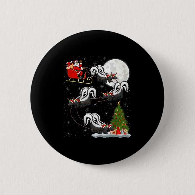 Xmas Tree Lighting Santa Riding Skunk Christmas  6 Cm Round Badge (Front)